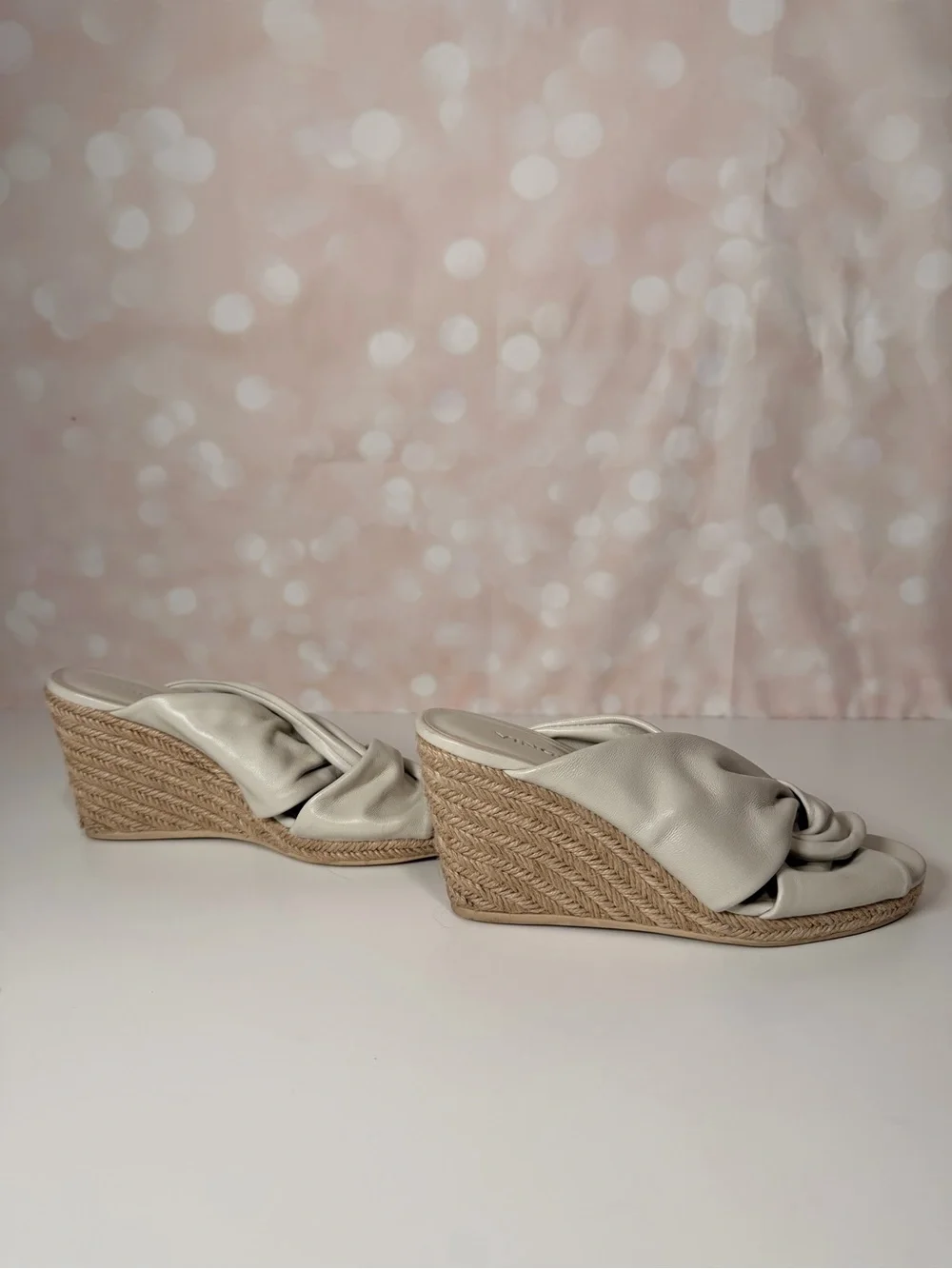 VINCE. Cream Espadrille Wedge Sandals